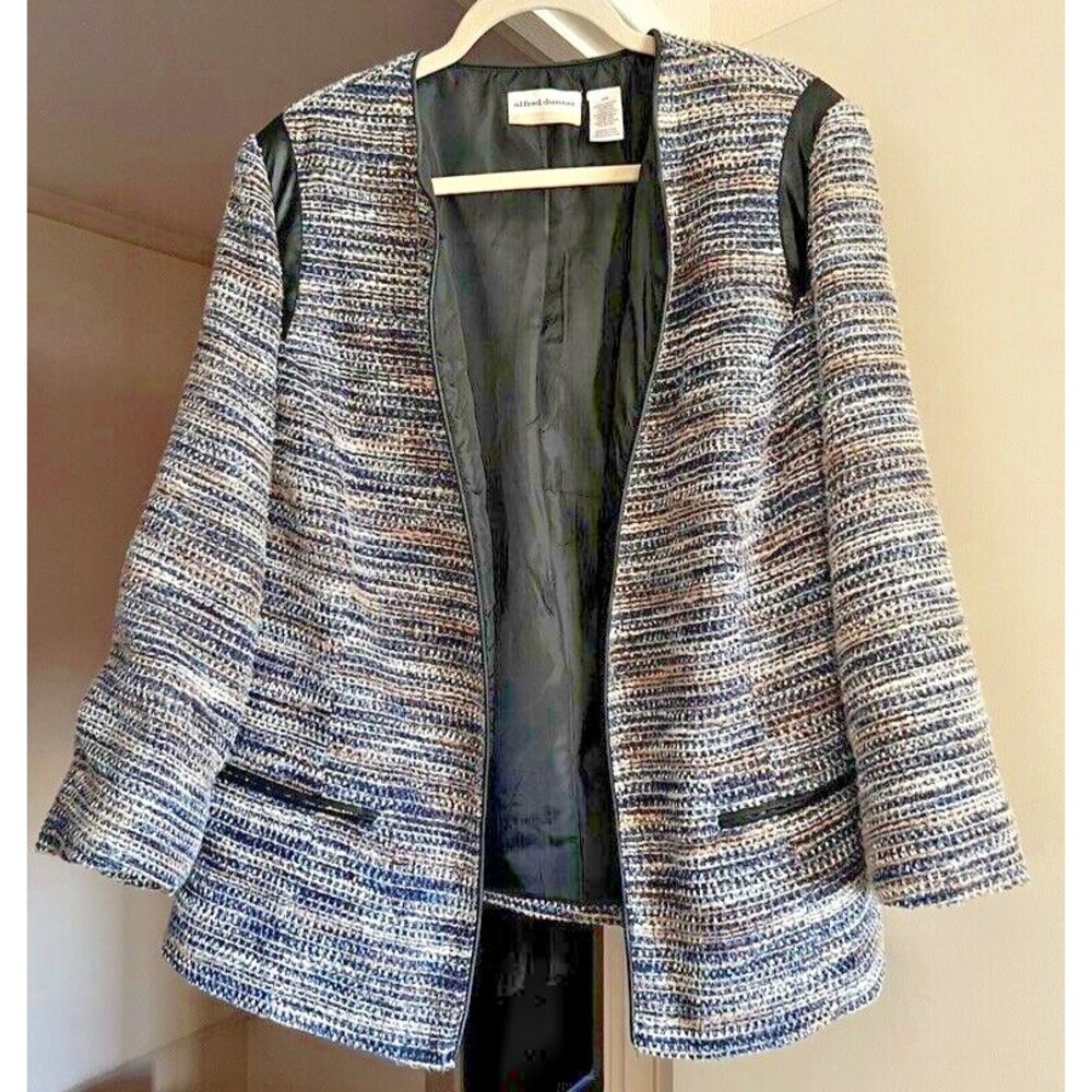 Alfred Dunner Women Multicolor Polyester Long Sleeve Open Front Jacket Size 18W